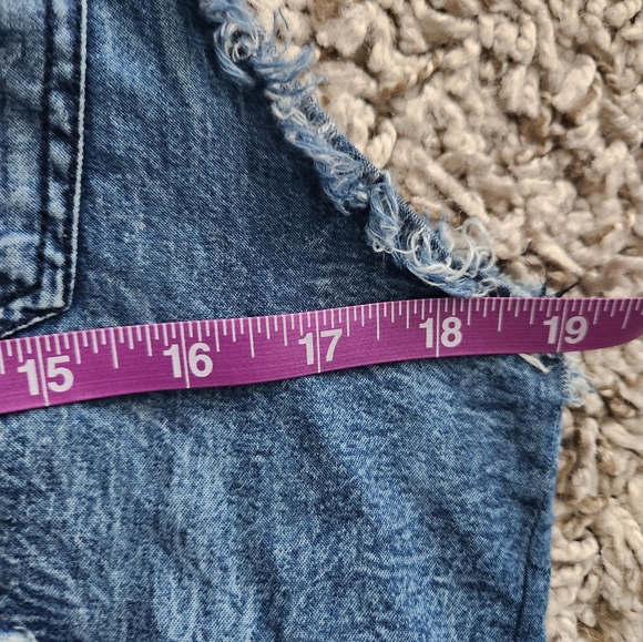 Thrill Jeans Sleeveless Denim Distressed Collared Top Shirt Blouse High Low Sz M - Picture 12 of 14